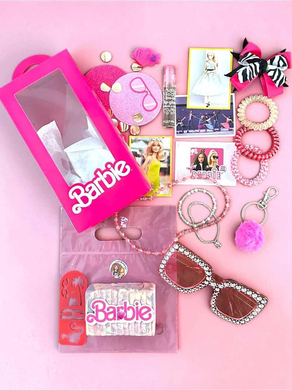 Barbie Pink Rhinestone Sunglasses & Pink Accessory Set